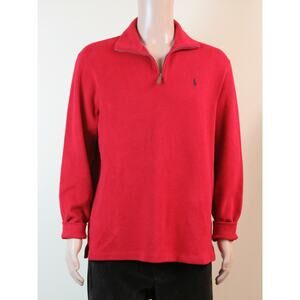 NWT RALPH LAUREN POLO RED COTTON LONG SLEEVE ESTATE RIB QUARTER ZIP PULLOVER L
